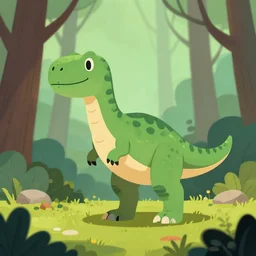 an illustration of a dinosaur k 1 1. 0 0 0 in the woods, trending on artstation, central composition, very cartoon, shape focus, high detailed, by anton fadeev