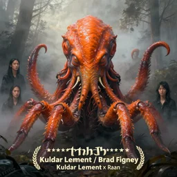 foggy zoological portrait of orange cthulhu by kuldar leement and ruan jia and brad rigney and micha karcz and brad rigney