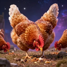 Chicken eating the universe, ultra realistic, 8k 4k, highly detailed, award winning, trending on artstation