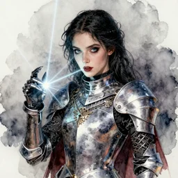 knight gothic girl, pinterest, artstation trending, behance, watercolor, by coby whitmore, silver, laser light, by luis royo