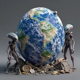 a 3 d render of alien beings that destroy the earth