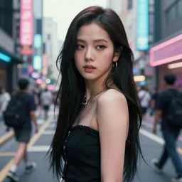 jisoo of blackpink, hyperrealistic portrait, bladerunner street, by karol bak and agnes cecile, fantasy art, photo realistic, dynamic lighting, artstation, poster, volumetric lighting, very detailed face, intricate complexity, rule of thirds, 8 k, award winning, unreal engine