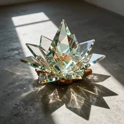 exotic surreal living glass prism flower by chris wood, sunbeams, on concrete floor, featured on behance