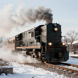 a highly detailed photograph of an old train shooting smoke during winter in arizona, trending on artstation, portra 4 0 0 kodak - h 6 0 0 - w 7 0 0