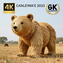 a bear made from straw, 4k photography award winning,