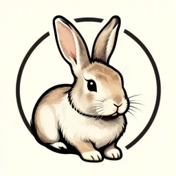 a logo of a rabbit, vintage style, art piece, portrait, super detailed, ultra realistic, vector graphics