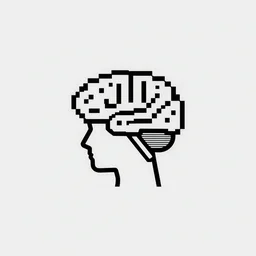 minimalist logo icon for a wandering mind, one person, brain filter pixelated clouds, retro psychology, victo ngai, kilian eng, lois van baarle