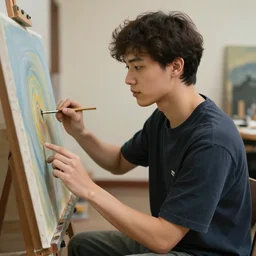 attractive male, painting by rhads