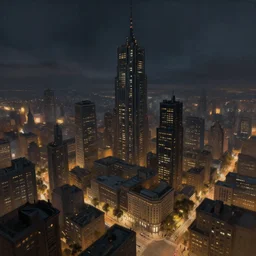 a digital painting of a city at night, a detailed matte painting by stephan martiniere, cgsociety, fantasy art, cityscape, multiple exposure, apocalypse landscape