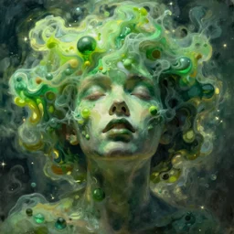portrait of green noise an amorphous blob of love painted by greg rutkowski, wlop,,