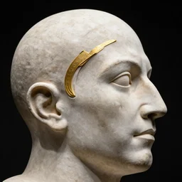 a photo of top section of side trump head with a fibonacci golden cut curve is on picture