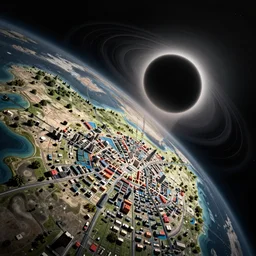 detailed map of the city in the orbit of a black hole