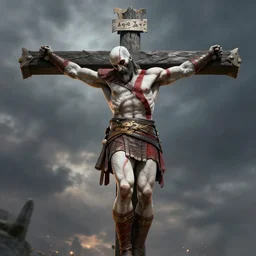 kratos being crucified,