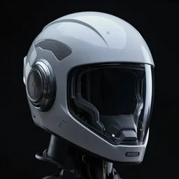 robot head helmet, sci-fi, black background, detailed, 8k