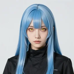 rimuru tempest in elden ring, sky blue straight hair, bangs, with amber eyes, gold eyes, wearing a black jacket, high collar, ultra detailed, concept art, award winning photography, digital painting, pretty, cinematic, wlop artstation, closeup, pixiv, popular, yoshitaka amano, andy warhol, ilya kuv,