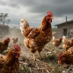 chicken apocalypse, wide angle shot by greg rutkowski