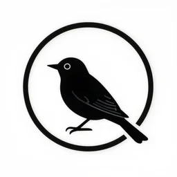 bird with circle around it by karl gerstner, monochrome black and white, symmetrical, flat, centered, satisfying, award winning, 8 k scan
