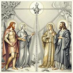 disasterpiece truth disciples holy estrangement, by Edgar Maxence and Ross Tran and Michael Whelan and Da Vinci and J.M.W Turner, metal watercolor intricate line drawings, sacred chords, 4k resolution