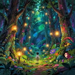 a sanctuary in an enchanted forest, glowing lights, epic fantasy, colorfully, digital art, highly saturated colors, concept art, detailed illustration, hd, 4 k, digital art, greg rutkowski, dan mumford, studio ghibli trending on artstation