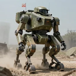 armored biped robot used by the usa in the vietnam war, photorealistic, ultra high resolution, ultra detailed