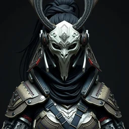 gorgeous mutant female samurai with full warrior armor, 3 d render, futuristic biomechanical, porcelain ivory mask, hyper realistic, cinematic, octane render, 8 k