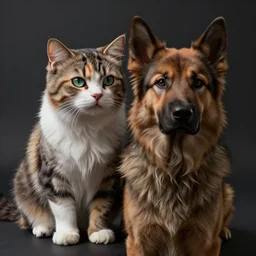 a cat merged with a dog, very detailed, ultrarealistic, dramatic lighting, electrical details, high details, 4k, 8k, best, accurate,  trending on artstation, fur, groom, k9, photorealism, ultrarealistic, octain render, ray tracing, mental ray, catdog, unreal engine 5