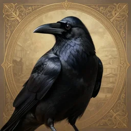 portrait of an elegant raven with heightened detail, poised, intense emotion, detailed surroundings, intricate, elegant, highly detailed, centered, digital painting, artstation, concept art, smooth, sharp focus, illustration, by ( leonardo da vinci ), wlop