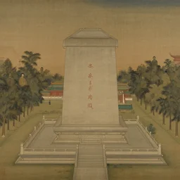 mausoleum, buddhism, tang dynasty, painting by greg rutkowski