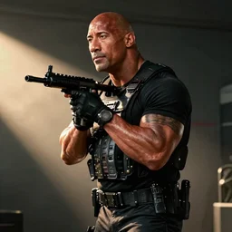 Dwayne Johnson as swat in movie directed by Christopher Nolan
