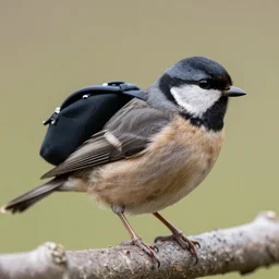 bird with a backpack on its back