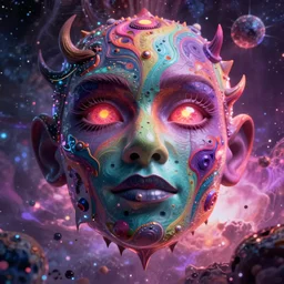giant face in the sky cosmic horror entity hyper real, 8k, colorful, 3D cinematic volumetric light, atmospheric light