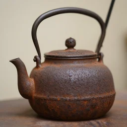 closeup of rusty teapot
