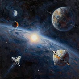 2 0 0 1 : a space odyssey, interstellar, inception, gravity, time, multiverses, cinematic shot, oil painting by jama jurabaev, extremely detailed, brush hard, artstation, for aaa game, high quality, brush stroke