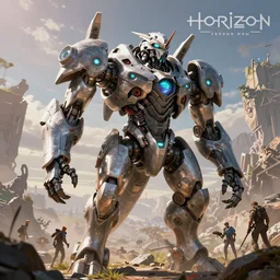 tremortusk machine mecha animal beast robot of horizon forbidden west horizon zero dawn bioluminiscence global illumination ray tracing hdr fanart arstation by sung choi and eric pfeiffer and gabriel garza and casper konefal