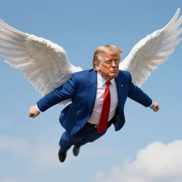 donald trump with wings, flying, realistic, high detail, photo, 8k