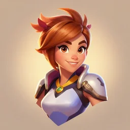 a character bust portrait of Tracer from Overwatch, digital concept art, digital art, 2d, stylized, beautiful, colorful, clean, warm lighting, Krita, Artstation, Pinterest