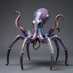 Gigachad sigma Octopus Knight with holographic rgb spider legs, standing triumphant and proud, award winning photo, by Peter Mohrbacher