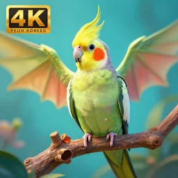 a cockatiel dragon, digital art, 4 k, vibrant
