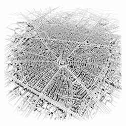 city map aerial view roman city pen and ink illustration