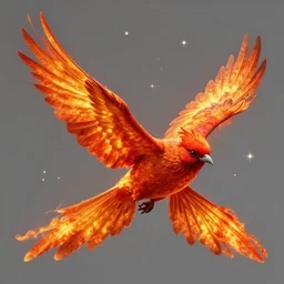 A realistic  intricate matte painting of a vibrant firebird in flight among falling stars by johfra bosschart and eugène grasset and edmund deluc and ralph horsley, art nouveau, tarot card, trending on artstation, fiery illumination