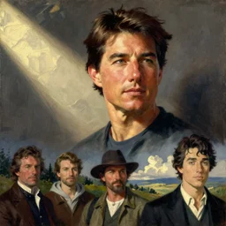 tom cruise, painting by gaston bussiere, j. c. leyendecker, yoji shinkawa