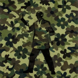 camouflage pattern of flowers by banksy, in the style of max wertheimer, wolfgang kohler, and kurt koffka