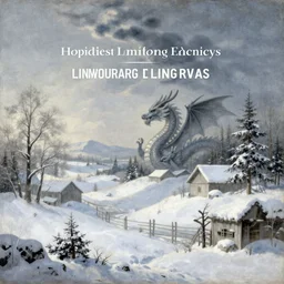 winter scene with dragon. painting by limbourg brothers