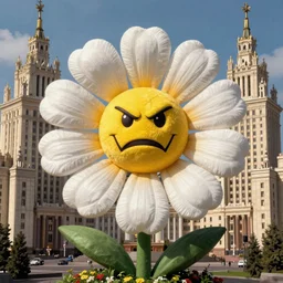 colossal Beelzebub flower made from angry smiles in the middle of post soviet constructivist cityscape, Stalinist architecture, brutalist architecture, ultradetailed, Intricate by Makoto Shinkai and Giuseppe Arcimboldo and MC Esher and Wes Anderson and H.R. Giger