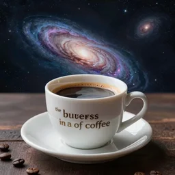 the universe in a cup of coffee, realistic, detailed