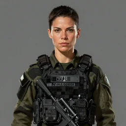 portrait of a woman by greg rutkowski, she looks like gina carano with 7 0 years old, impeccable military composure, wearing tactical gear of the galactic alliance, star wars expanded universe, highly detailed portrait, digital painting, artstation, concept art, smooth, sharp foccus ilustration, artstation hq
