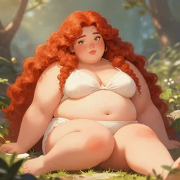 beautiful detailed digital art of a plus-size redhead goddess basking in the sunlight, trending on Artstation