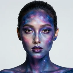 photo of a person with galaxy coloured skin