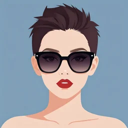 flat portrait art of an beautiful stylish beautiful female punk wearing sleek oversized designer euro sunglasses, shaded, full of colour, trending on artstation, 4 k, focused, vector, by patrick nagel, kraftwerk, aidan hughes, devo, simple bold clean lines, high fashion