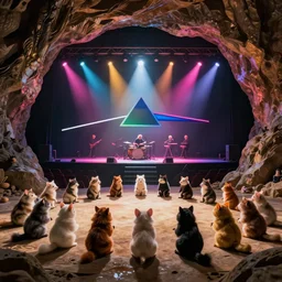 pink floyd live show of several species of small furry animals gathered together in a cave and grooving with a pict